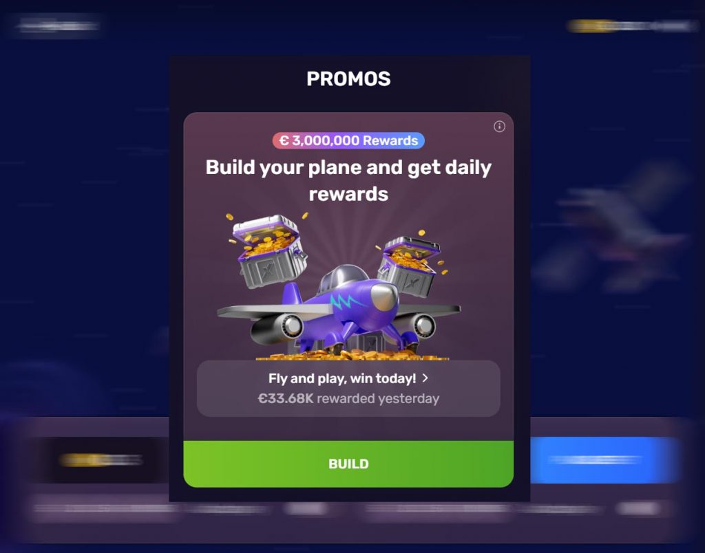 Promotional screen in Aviatrix game highlighting daily rewards and bonuses